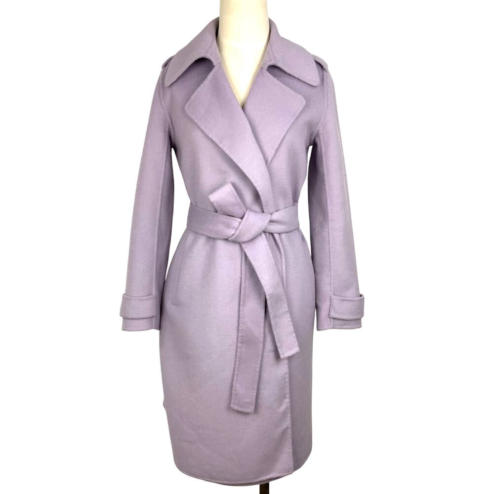 Women's Lavender Wrap Belted Wool Coat